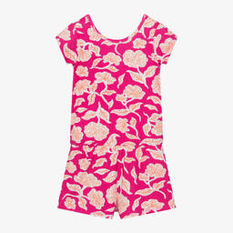 Hatley-Girls Pink Floral Viscose Playsuit | Childrensalon Outlet