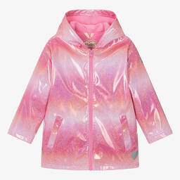 Hatley-Girls Pink Glitter Hooded Raincoat | Childrensalon Outlet