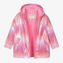 Hatley-Girls Pink Glitter Hooded Raincoat | Childrensalon Outlet