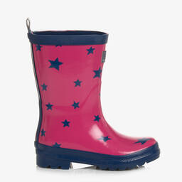 Hatley-Girls Pink Glitter Stars Rain Boots & Socks | Childrensalon Outlet