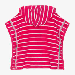 هاتلي-منشفة بونشو هودي مقلمة قطن لون زهري فوشيا للبنات | Childrensalon Outlet