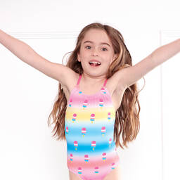 Hatley-Girls Pink Swimsuit (UPF50+) | Childrensalon Outlet
