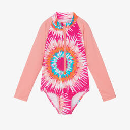 Hatley-Girls Pink Tie-Dye Swimsuit (UPF50+) | Childrensalon Outlet