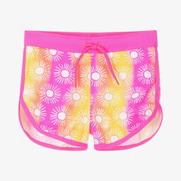 Hatley-Girls Pink & Yellow Sunshine Swim Shorts | Childrensalon Outlet