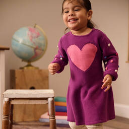 Hatley-Girls Purple Cotton Heart Dress | Childrensalon Outlet
