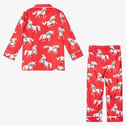 Hatley-Girls Red Unicorn Pyjamas | Childrensalon Outlet