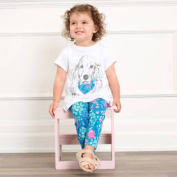 Hatley-Girls Soft Blue Wildflower Leggings | Childrensalon Outlet