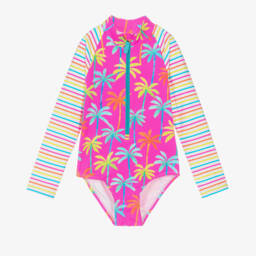 Hatley-بدلة سباحة وردية استوائية للبنات مع حماية من الأشعة فوق البنفسجية | Childrensalon Outlet