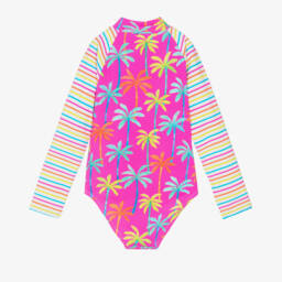 Hatley-بدلة سباحة وردية استوائية للبنات مع حماية من الأشعة فوق البنفسجية | Childrensalon Outlet