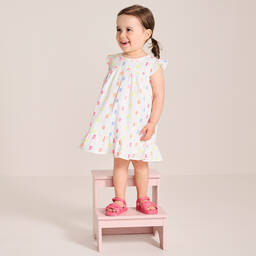 Hatley-Girls White Cotton Polka Dot Dress | Childrensalon Outlet