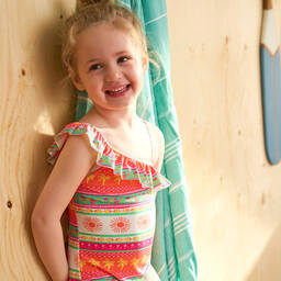 Hatley-Белый купальник с тропическим мотивом для девочек (UPF50+) | Childrensalon Outlet