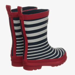 Hatley-Navy Blue Striped Rain Boots | Childrensalon Outlet