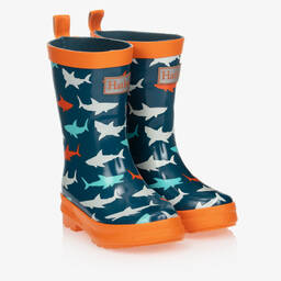 Hatley-Orange Sharks Rain Boots | Childrensalon Outlet