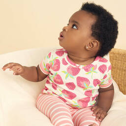 هاتلي-بيجاما قطن عضوي لون أبيض و زهري للمولودات | Childrensalon Outlet