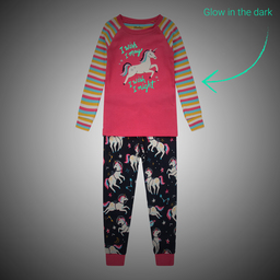 هاتلي-بيجاما قطن لون زهري وكحلي للبنات | Childrensalon Outlet