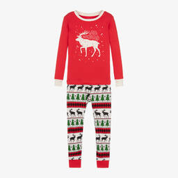 هاتلي-بيجاما قطن جيرسي لون أحمر للبنات | Childrensalon Outlet