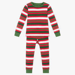 هاتلي-بيجاما قطن عضوي مقلم لون أحمر وأخضر | Childrensalon Outlet