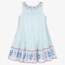 Hatley-White & Blue Cotton Dress | Childrensalon Outlet