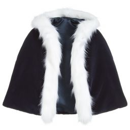 Helen Moore-Синий бархатный кейп для девочек | Childrensalon Outlet