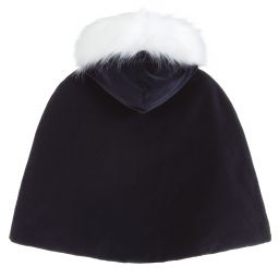 Helen Moore-Синий бархатный кейп для девочек | Childrensalon Outlet