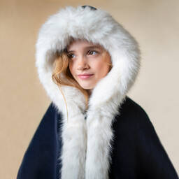 Helen Moore-Синий бархатный кейп для девочек | Childrensalon Outlet