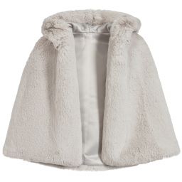 Helen Moore-Grey Faux Fur Hooded Cape | Childrensalon Outlet