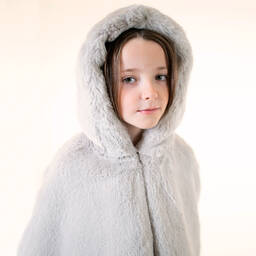 Helen Moore-Grey Faux Fur Hooded Cape | Childrensalon Outlet