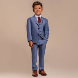 House of Cavani-Boys Light Blue Three-Piece Suit | Childrensalon Outlet
