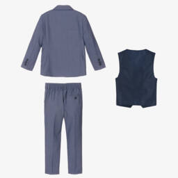 House of Cavani-Boys Light Blue Three-Piece Suit | Childrensalon Outlet