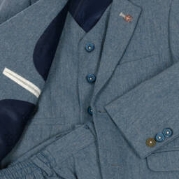 House of Cavani-Boys Pale Blue Tweed Ensemble | Childrensalon Outlet