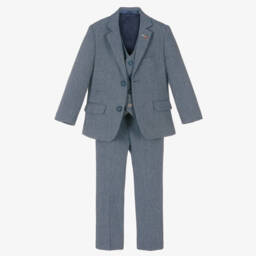 House of Cavani-Boys Pale Blue Tweed Ensemble | Childrensalon Outlet