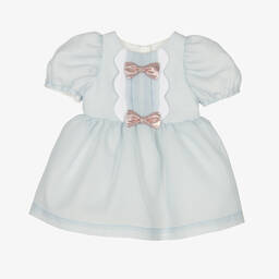 Hucklebones London-Голубое платье из креп-органзы | Childrensalon Outlet