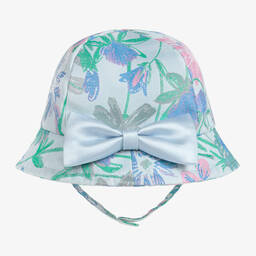 Hucklebones London-Baby Girls Blue Floral Sun Hat | Childrensalon Outlet