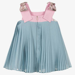 Hucklebones London-Baby Girls Blue Pleated Chiffon Dress | Childrensalon Outlet
