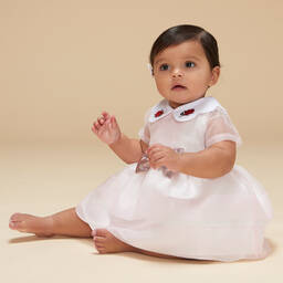 Hucklebones London-Baby Girls Pink Organza Ladybird Dress | Childrensalon Outlet