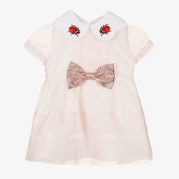 Hucklebones London-Baby Girls Pink Organza Ladybird Dress | Childrensalon Outlet
