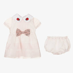 Hucklebones London-Baby Girls Pink Organza Ladybird Dress | Childrensalon Outlet