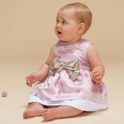 Hucklebones London-Розовое жаккардовое платье из атласа | Childrensalon Outlet