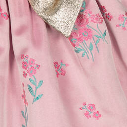 Hucklebones London-Розовое жаккардовое платье из атласа | Childrensalon Outlet