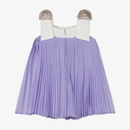 Hucklebones London-Baby Girls Purple Pleated Chiffon Dress | Childrensalon Outlet