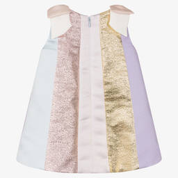 Hucklebones London-Атласное платье с фиолетовыми полосами | Childrensalon Outlet