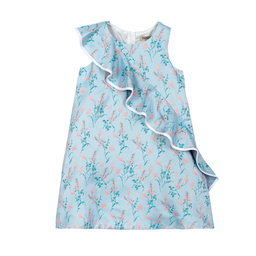 Hucklebones London-Blue Floral Jacquard Dress | Childrensalon Outlet
