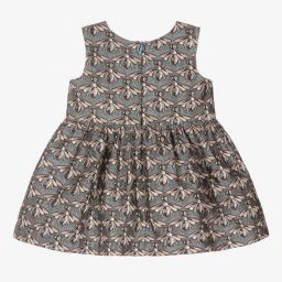 Hucklebones London-طقم فستان جاكارد لون أزرق رمادي للمولودات | Childrensalon Outlet
