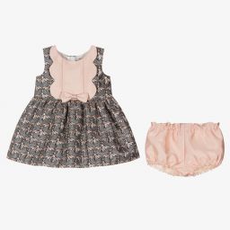 Hucklebones London-طقم فستان جاكارد لون أزرق رمادي للمولودات | Childrensalon Outlet