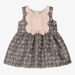 Hucklebones London-طقم فستان جاكارد لون أزرق رمادي للمولودات | Childrensalon Outlet