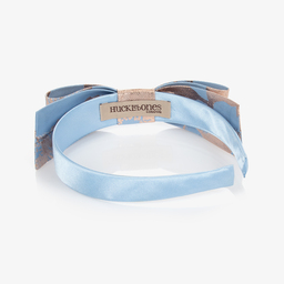 Hucklebones London-Blue Jacquard Bow Hairband | Childrensalon Outlet