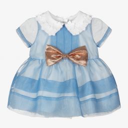 Hucklebones London-Голубое платье из органзы и трусики | Childrensalon Outlet
