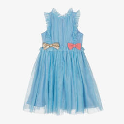 Hucklebones London-Платье из синего тюля с атласными акцентами | Childrensalon Outlet