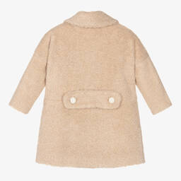 Hucklebones London-Бежевое пальто из плюшевого флиса для девочек | Childrensalon Outlet