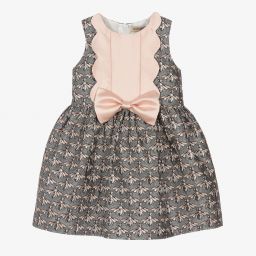 Hucklebones London-Синее жаккардовое платье с пчелами для девочек | Childrensalon Outlet